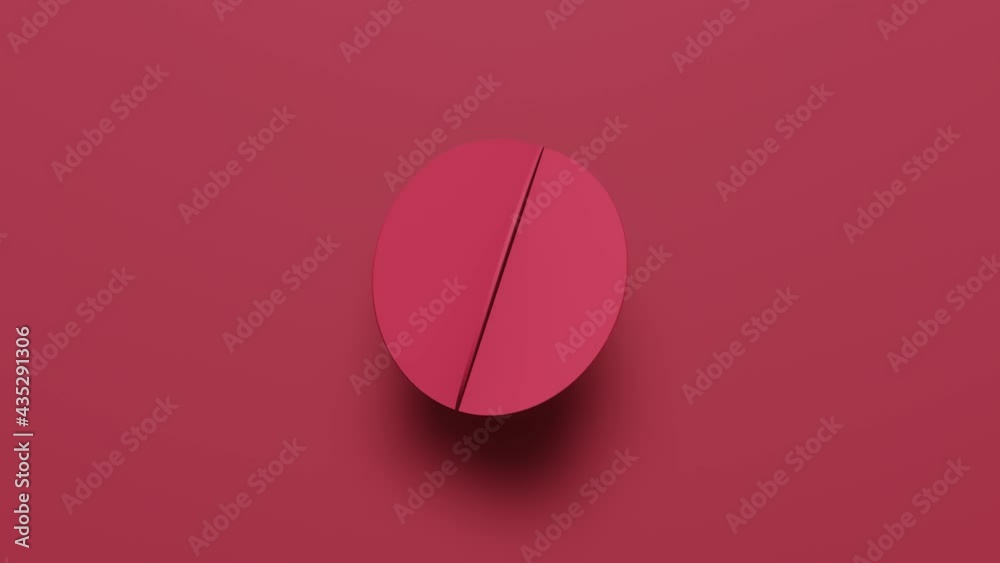 3d rendering pink geometric shape rotates in random direction. Abstract simple seamless loop animated background