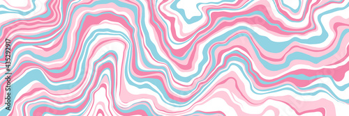 Abstract liquid background. Marble texture, natural stone, free spill of paint. Vector illustration. Long horizontal banner.