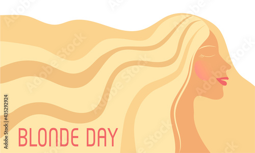 Blonde girl with loose hair - vector illustration for the Day of the blonde on May 31. photo