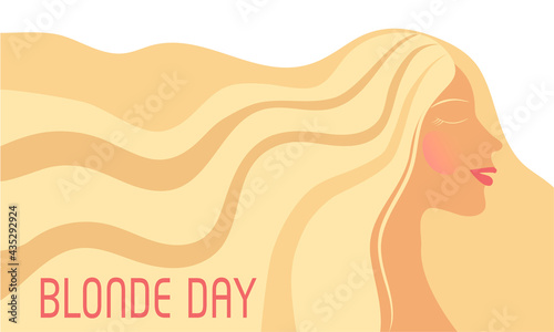 Blonde girl with loose hair - vector illustration for the Day of the blonde on May 31.