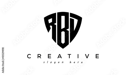 RBD letters creative logo with shield	 photo