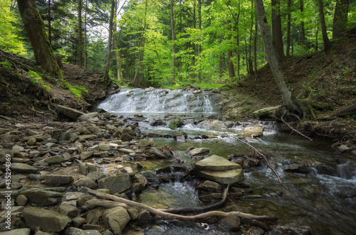 waterfall in the green forest