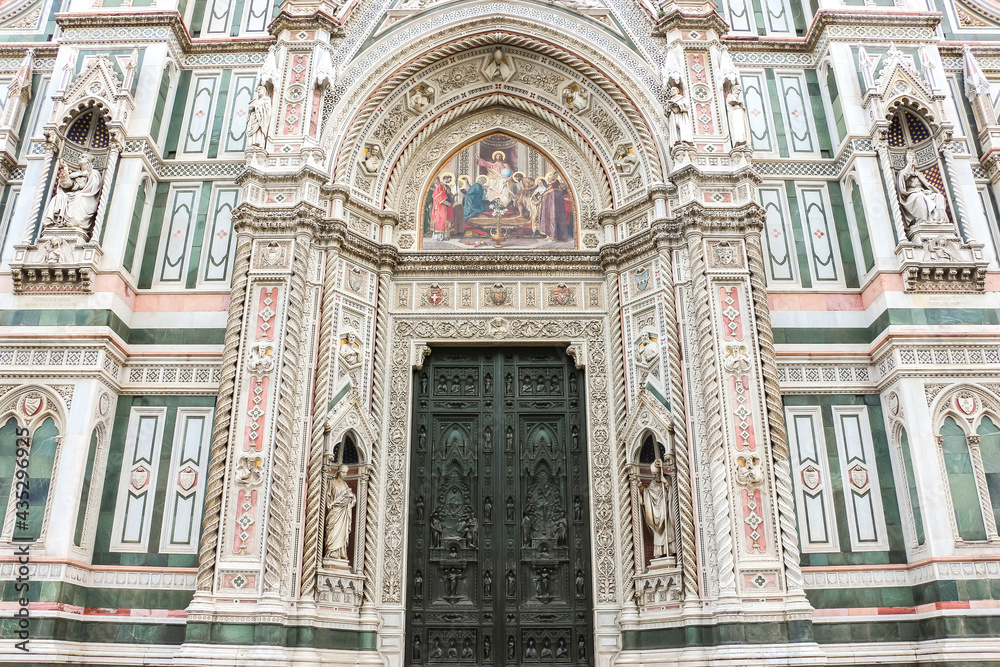 Florence, Italy. Beautiful architecture of Florence Cathedral (Cattedrale di Santa Maria del Fiore).