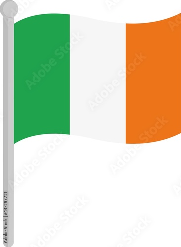 Vector illustration of the flag of ireland on a pole