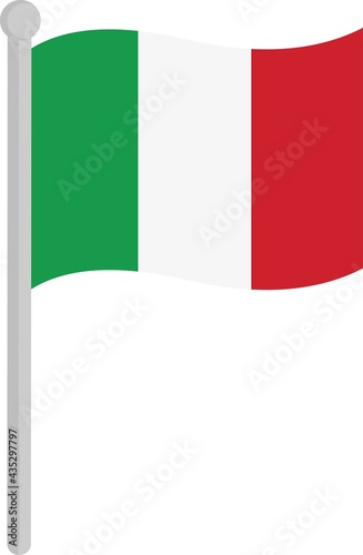 Vector illustration of the flag of Italy on a pole
