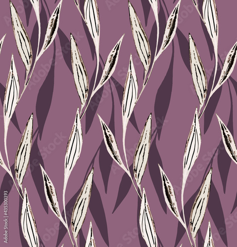 Seamless leaves pattern, floral print.