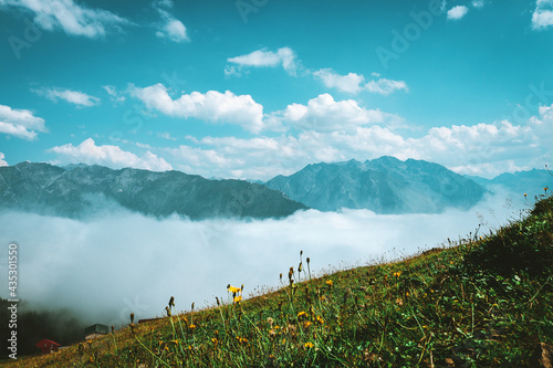landscape with clouds and fog