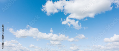 Perfect photo of light blue sky with white clouds. Beautiful blue sky and white clouds, no noise, no birds.