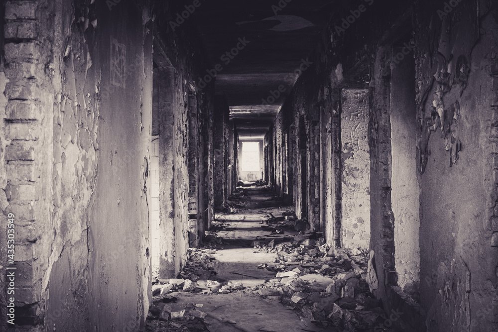 Black and White Old Soviet Abandoned Building Ukraine Black and White Old Soviet Abandoned Building Ukraine