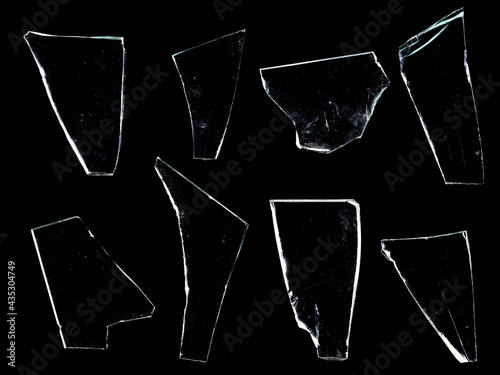 shards of glass isolated on a black background photo