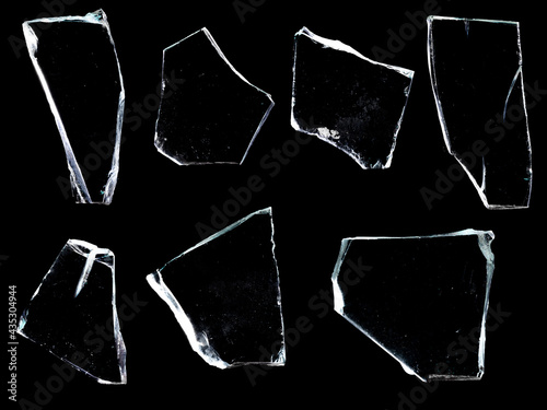 shards of glass isolated on a black background photo