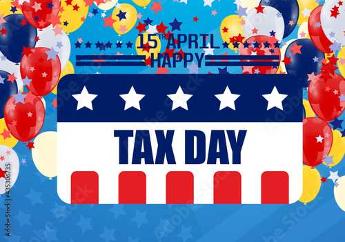 illustration of tax day design over background.United states flag