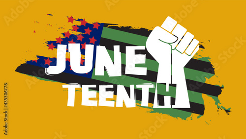 Juneteenth Freedom Day With Ribbon and Flag Vector For Banner Print photo