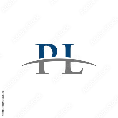 PL initial swoosh horizon, letter logo designs vector