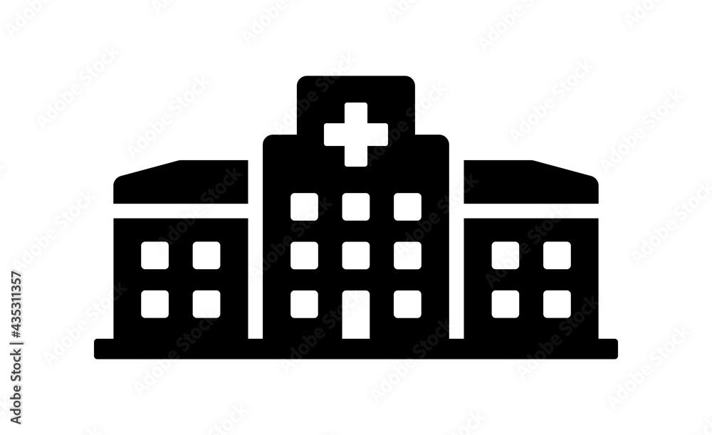 Hospital building isolated on white background.