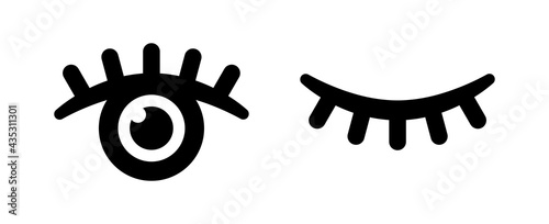 Open and closed eye icon. Vector illustration
