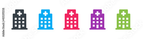 Hospital building icon set. Vector illustration