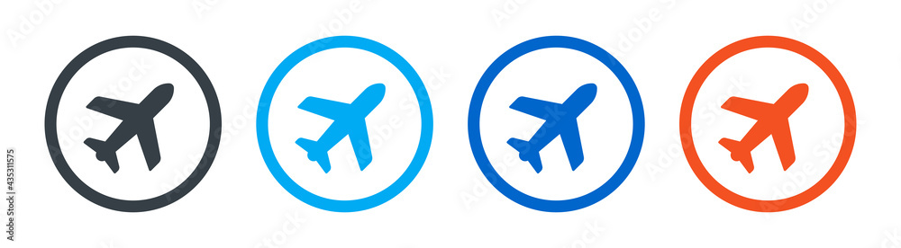 Plane vector icon in circle style isolated Plane vector icon in circle style isolated
