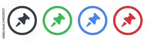 Plastic pushpin, board tack icon. Vector illustration