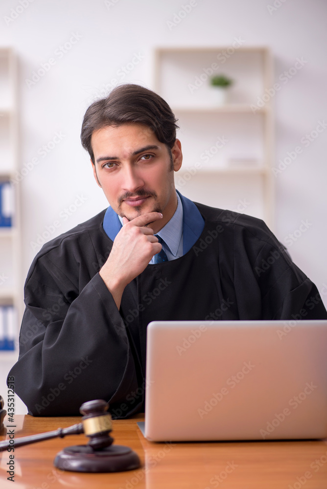 Naklejka premium Young male judge working in the courtroom