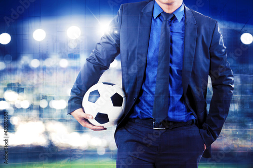 Close up of soccer manager standing in the stadium photo