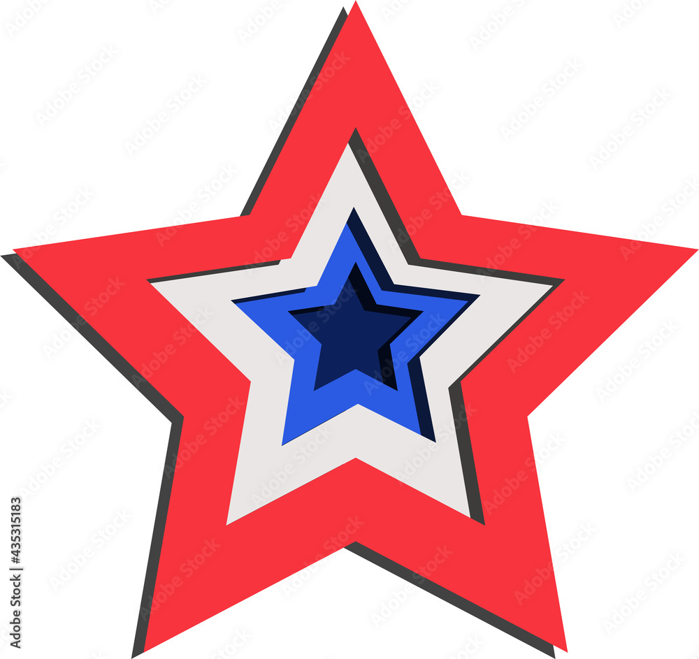 4th of July star. Red, white and blue star cutout effect. Independence day, fourth of july, paper cut out 4th of July star. Red, white and blue star cutout effect. Independence day, fourth of july, paper cut out
