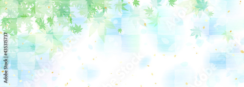 水面に映り込む青紅葉　涼しげな背景イラスト