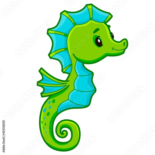 Cute Sea Horse cartoon. Seahorse clipart vector illustration