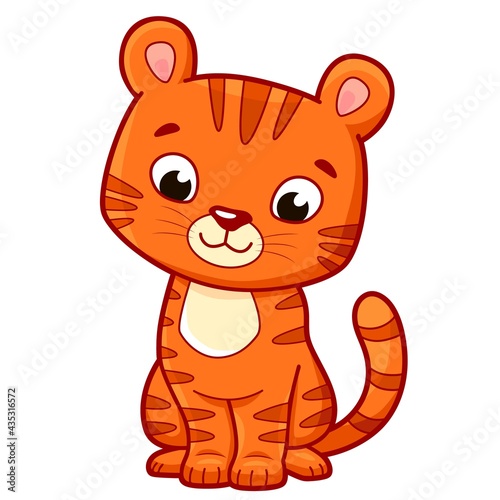 Cute Tiger cartoon. Tiger clipart vector illustration