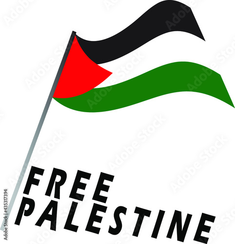 Free Palestine the vector symbol of flag with isolated white background