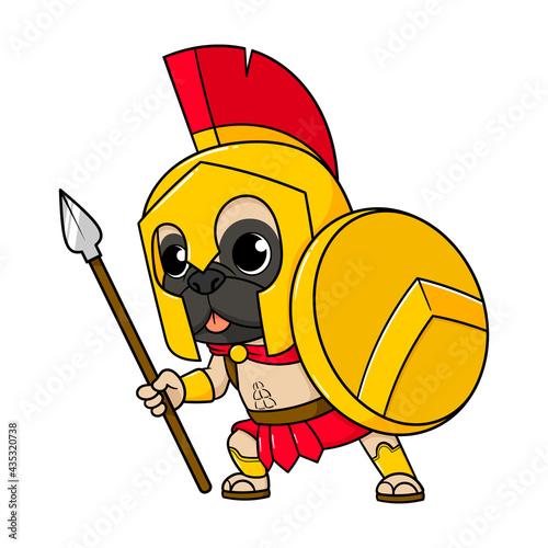 Cartoon Spartan Pug Vector Illustration