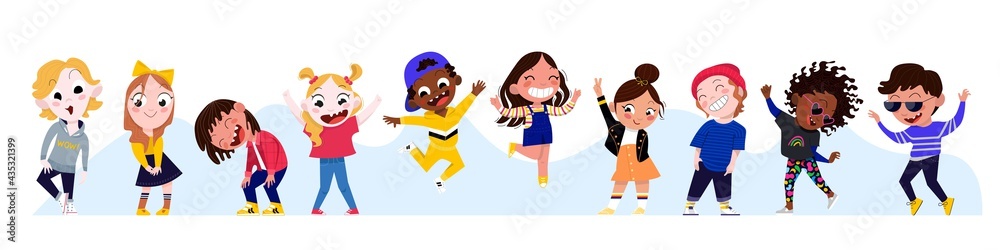 10 vector happy kids characters illustration set. 10 vector happy kids characters illustration set.