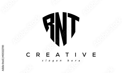 RNT letters creative logo with shield	 photo