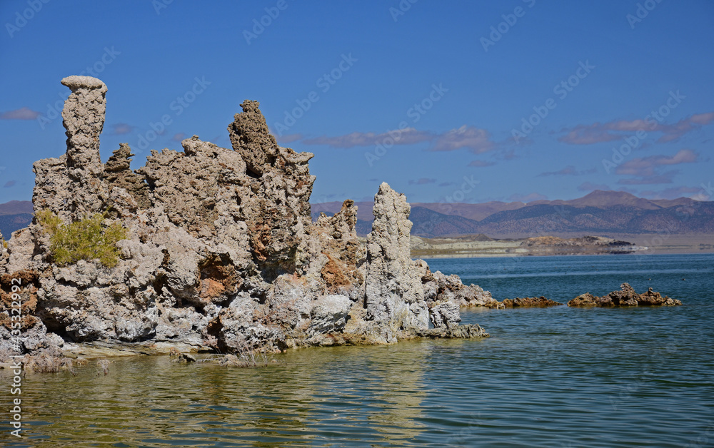 the striking limestone tufa towers at dusk along the shoreline of the south tufa area at mono lake, near lee vining, California