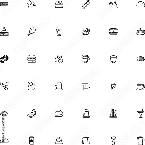 icon vector icon set such as: sushi, fork, root, baker, panel, macaroni, paper, strawberry, handmade, condiment, ui, japanese, craft, potato, levant, bean, bbq, monochrome, key, mobile, flavor, group
