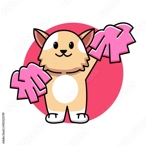Cute cat cheerleader cartoon illustration