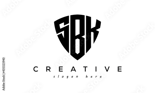 SBK letters creative logo with shield	 photo