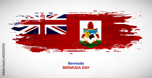 Happy Bermuda day. Brush flag of Bermuda vector illustration. Abstract watercolor national flag background