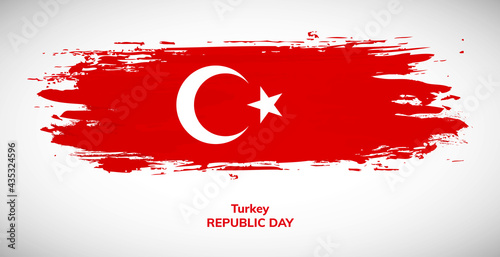 Happy republic day of Turkey. Brush flag of Turkey vector illustration. Abstract watercolor national flag background