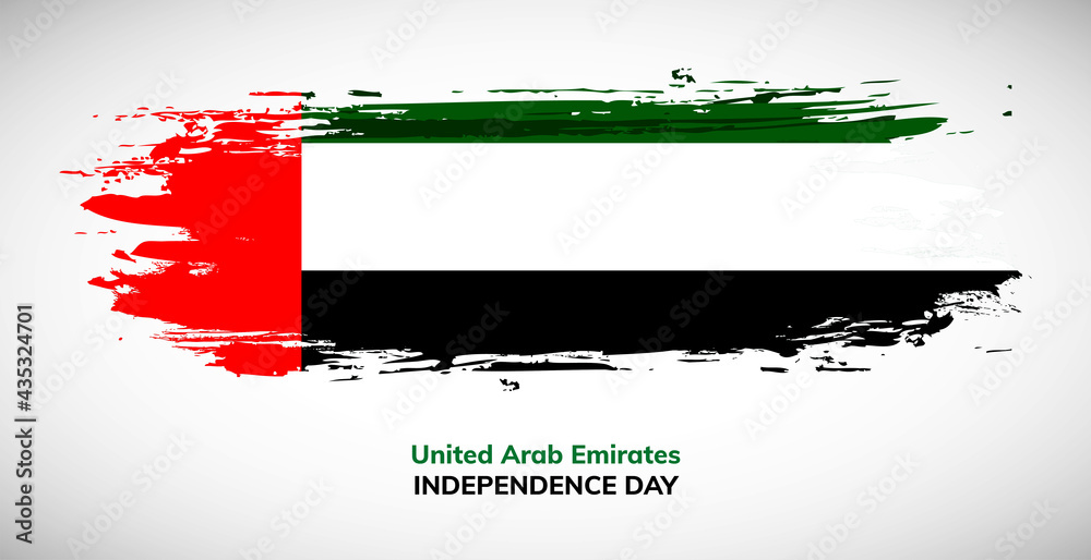 Happy independence day of United Arab Emirates. Brush flag of UAE ...