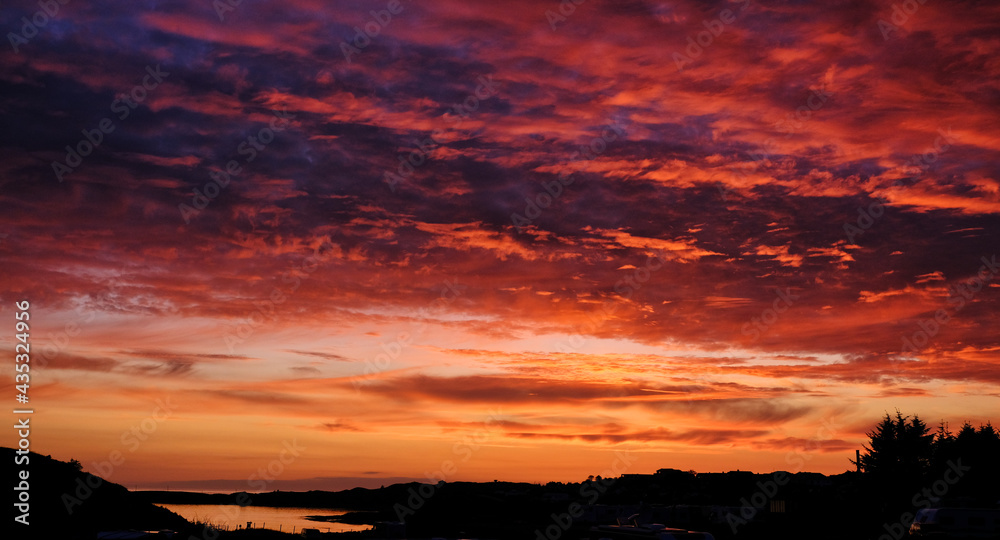 Sunset over the coast of Haugesund, Norway