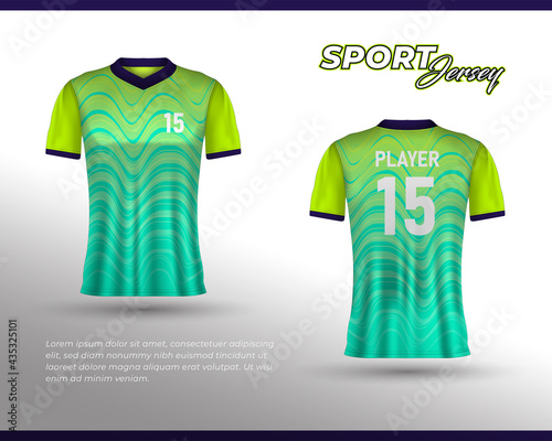 Sports racing jersey design. Front back t-shirt design. Templates for team uniforms. Sports design for football, racing, cycling, gaming jersey. Vector.