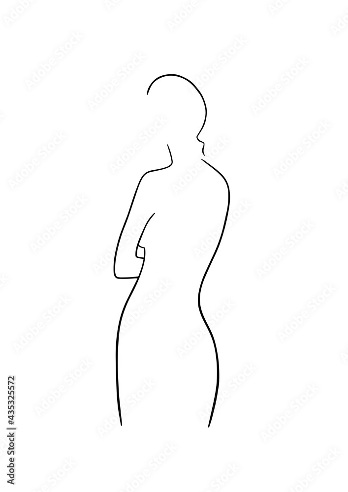 Abstract illustration. Poster. Drawing of a woman in one line.