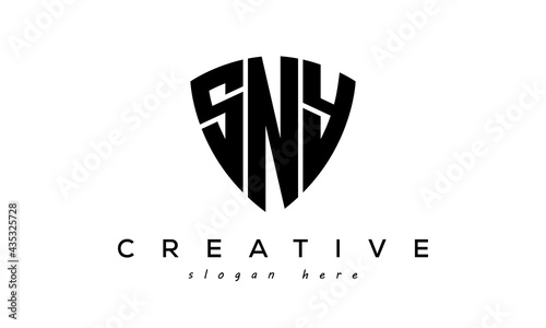 SNY letters creative logo with shield photo