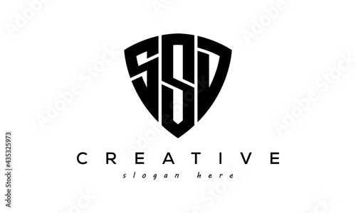 SSD letters creative logo with shield	