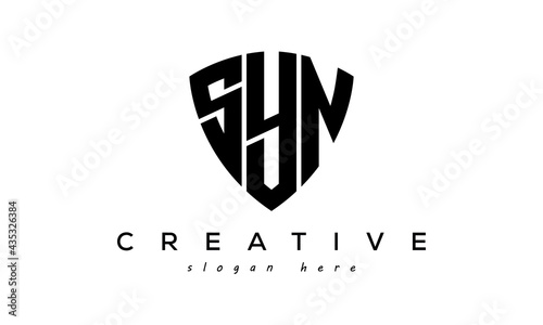 SYN letters creative logo with shield	