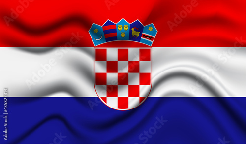 Abstract waving flag of Croatia with curved fabric background. Creative realistic waving flag of Croatia vector background