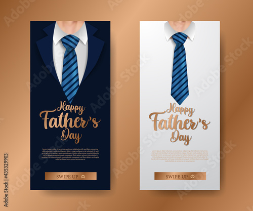 trendy elegant luxury social media stories banner invitation for father day with illustration of coat and tie