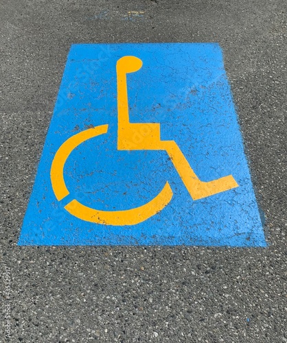 Parking spot for people with disabilities or handicap, signage