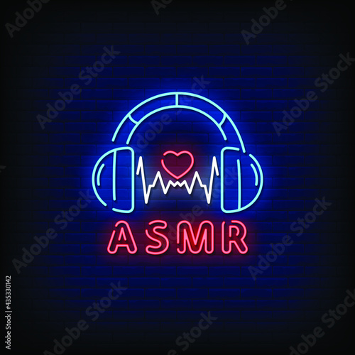 Autonomous sensory meridian response Neon Signs Style Text Vector